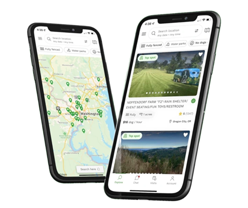 Mobile app mockup showing map interface
