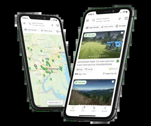 Mobile app mockup showing map interface