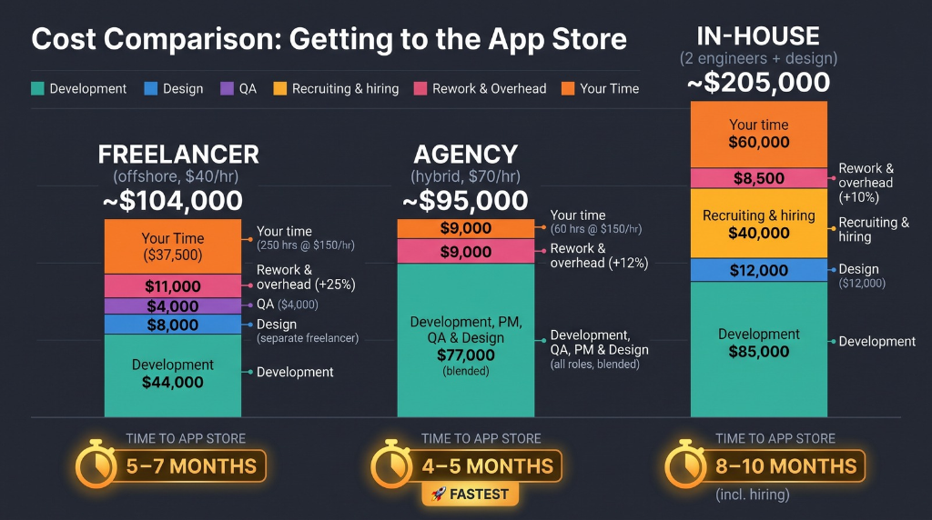cost comparision freelancer vs agency vs inhouse